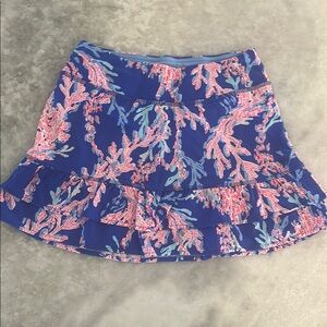 Lilly Pulitzer Luxletic UPF50 Fern Skort  Borealis Blue & Pink Coral Print XXS
